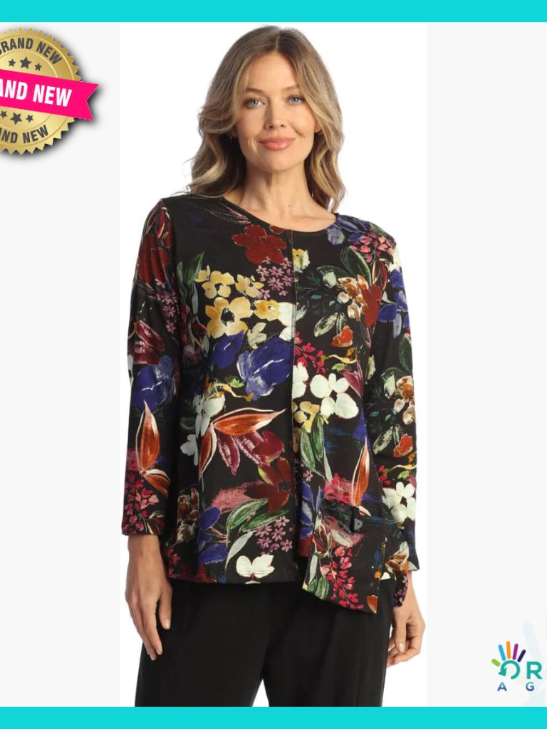 Cotton Modal Tunic Top Round Neck 3/4 Sleeve Loose Fit Chic Casual Wear